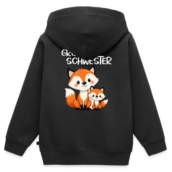 Große Schwester Fuchs Geschenk zur Geburt Füchse - Kinder Premium Organic Zip Hoodie - Schwarz - Hinten - AI Model Kid Male (0cm)