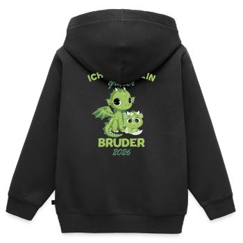 Nachwuchs Verkünden | Ich Werde Großer Bruder 2026 - Kinder Premium Organic Zip Hoodie - Schwarz - Hinten - AI Model Kid Male (0cm)