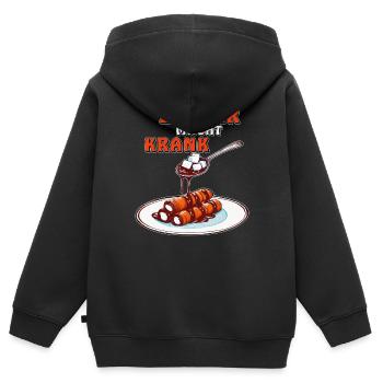 ZUCKER MACHT KRANK SCHOKOROLLEN - Kinder Premium Organic Zip Hoodie - Schwarz - Hinten - AI Model Kid Male (0cm)