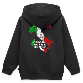 ITALIA AMORE IN THE HEART - Kids Premium Organic Zip-up Hoodie - black - Back - AI Model Kid Male (0cm)