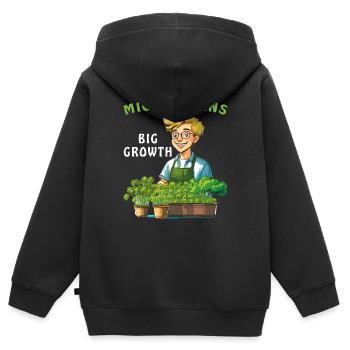 MICROGREENS BIG GROWTH - Kids Premium Organic Zip-up Hoodie - black - Back - AI Model Kid Male (0cm)