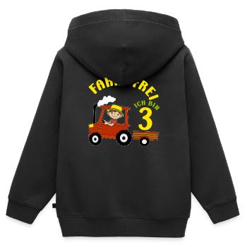 Tractor Birthday Motif 3 Years Boys Gift - Kids Premium Organic Zip-up Hoodie - black - Back - AI Model Kid Male (0cm)