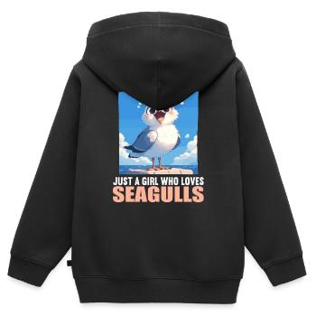 Mouettes Mouette - Sweat Premium à capuche zippé enfant bio - noir - Dos - AI Model Kid Male (0cm)