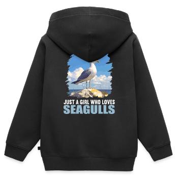 Mouettes Mouette - Sweat Premium à capuche zippé enfant bio - noir - Dos - AI Model Kid Male (0cm)