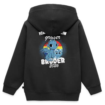 Nachwuchs Verkünden | Ich Werde Großer Bruder 2026 - Kinder Premium Organic Zip Hoodie - Schwarz - Hinten - AI Model Kid Male (0cm)