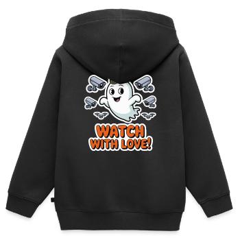 REGARDEZ AVEC AMOUR - Sweat Premium à capuche zippé enfant bio - noir - Dos - AI Model Kid Male (0cm)