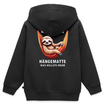RETRAITE DANS LE HAMAC - Sweat Premium à capuche zippé enfant bio - noir - Dos - AI Model Kid Male (0cm)