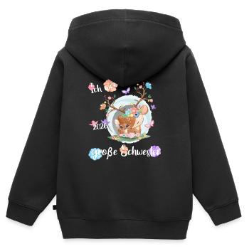 Nachwuchs Verkünden Ich Werde Große Schwester 2026 - Kinder Premium Organic Zip Hoodie - Schwarz - Hinten - AI Model Kid Male (0cm)