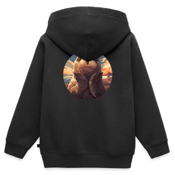 Joints, Phoque - Sweat Premium à capuche zippé enfant bio - noir - Dos - AI Model Kid Male (0cm)