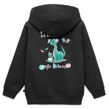 Nachwuchs Verkünden Ich Werde Große Schwester 2026 - Kinder Premium Organic Zip Hoodie - Schwarz - Hinten - AI Model Kid Male (0cm)