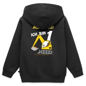 Bagger Kindergeburtstag 1. Geburtstag Jungen - Kinder Premium Organic Zip Hoodie - Schwarz - Hinten - AI Model Kid Male (0cm)