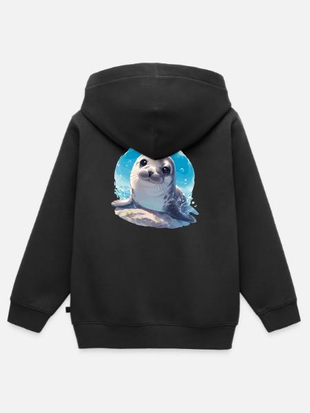 Robben Robbe - Kinder Premium Organic Zip Hoodie - Schwarz