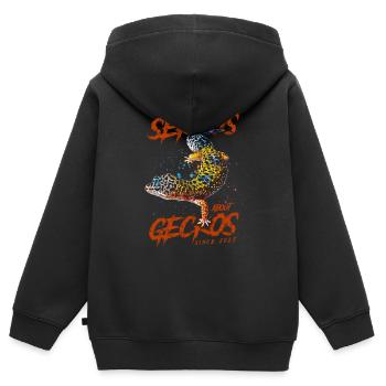 Ernsthaft über Leopardgeckos seit 2025 - Kinder Premium Organic Zip Hoodie - Schwarz - Hinten - AI Model Kid Male (0cm)