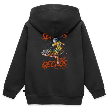 Ernsthaft über Leopardgeckos seit 2024 - Kinder Premium Organic Zip Hoodie - Schwarz - Hinten - AI Model Kid Male (0cm)