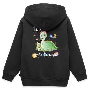 Nachwuchs Verkünden Ich Werde Große Schwester 2026 - Kinder Premium Organic Zip Hoodie - Schwarz - Hinten - AI Model Kid Male (0cm)