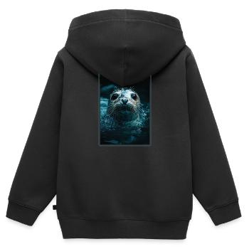 Joints, Phoque - Sweat Premium à capuche zippé enfant bio - noir - Dos - AI Model Kid Male (0cm)