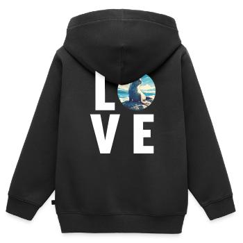 Joints, Phoque - Sweat Premium à capuche zippé enfant bio - noir - Dos - AI Model Kid Male (0cm)