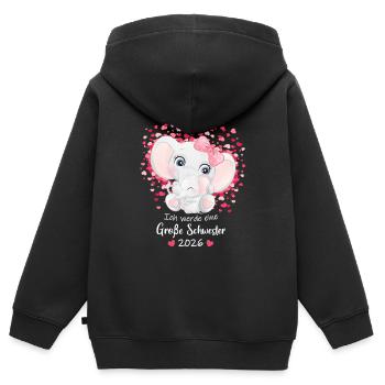 Nachwuchs Verkünden Ich Werde Große Schwester 2026 - Kinder Premium Organic Zip Hoodie - Schwarz - Hinten - AI Model Kid Male (0cm)
