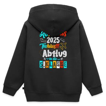 Abschluss 4. Klasse 2025 Tschüss Abflug - Kinder Premium Organic Zip Hoodie - Schwarz - Hinten - AI Model Kid Male (0cm)