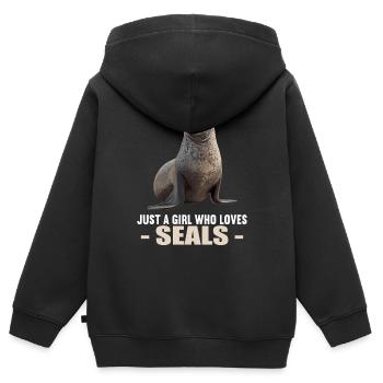 Joints, Phoque - Sweat Premium à capuche zippé enfant bio - noir - Dos - AI Model Kid Male (0cm)