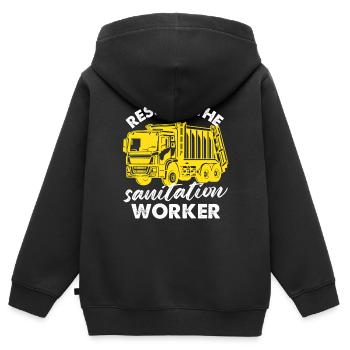 Respect The Sanitation Worker Design - Kids Premium Organic Zip-up Hoodie - black - Back - AI Model Kid Male (0cm)