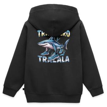 Hai Meme Italian Brainrot Tralalero Tralala - Kinder Premium Organic Zip Hoodie - Schwarz - Hinten - AI Model Kid Male (0cm)