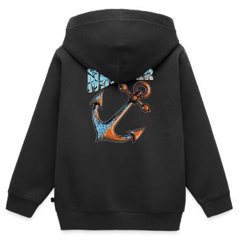 SCHIFFANKER MARINER - Kinder Premium Organic Zip Hoodie - Schwarz - Hinten - AI Model Kid Male (0cm)
