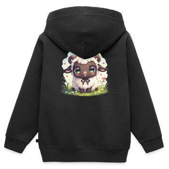 Schafe Schaf - Kinder Premium Organic Zip Hoodie - Schwarz - Hinten - AI Model Kid Male (0cm)