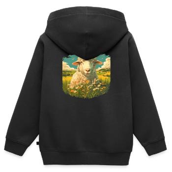 Schafe Schaf - Kinder Premium Organic Zip Hoodie - Schwarz - Hinten - AI Model Kid Male (0cm)