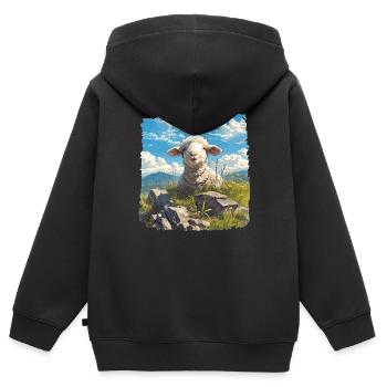 Schafe Schaf - Kinder Premium Organic Zip Hoodie - Schwarz - Hinten - AI Model Kid Male (0cm)