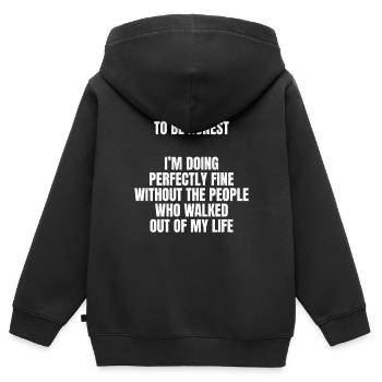 pour être honnête, je me débrouille parfaitement bien sans le - Sweat Premium à capuche zippé enfant bio - noir - Dos - AI Model Kid Male (0cm)