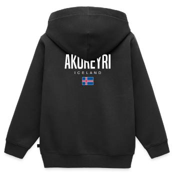 Île d’Akureyri - Sweat Premium à capuche zippé enfant bio - noir - Dos - AI Model Kid Male (0cm)