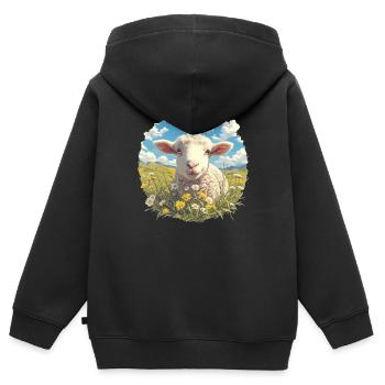 Schafe Schaf - Kinder Premium Organic Zip Hoodie - Schwarz - Hinten - AI Model Kid Male (0cm)