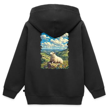 Schafe Schaf - Kinder Premium Organic Zip Hoodie - Schwarz - Hinten - AI Model Kid Male (0cm)