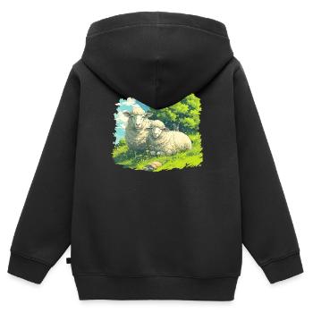 Schafe Schaf - Kinder Premium Organic Zip Hoodie - Schwarz - Hinten - AI Model Kid Male (0cm)