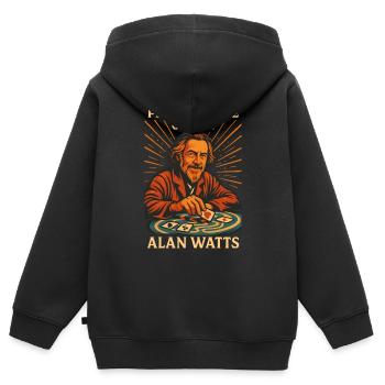 Alan Watts Jeu d’art de la vie - Sweat Premium à capuche zippé enfant bio - noir - Dos - AI Model Kid Male (0cm)