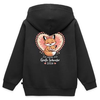 Nachwuchs Verkünden Ich Werde Große Schwester 2026 - Kinder Premium Organic Zip Hoodie - Schwarz - Hinten - AI Model Kid Male (0cm)