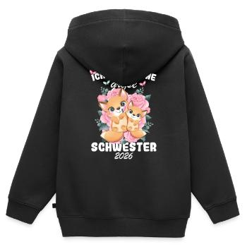 Nachwuchs Verkünden Ich Werde Große Schwester 2026 - Kinder Premium Organic Zip Hoodie - Schwarz - Hinten - AI Model Kid Male (0cm)