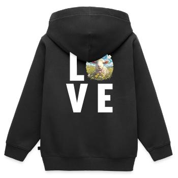 Schafe Schaf - Kinder Premium Organic Zip Hoodie - Schwarz - Hinten - AI Model Kid Male (0cm)