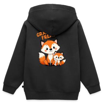 Annonce grand frère Mignonne Fier Renard Renards - Sweat Premium à capuche zippé enfant bio - noir - Dos - AI Model Kid Male (0cm)