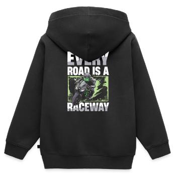 Jede Straße Ist Eine Rennstrecke Motorradfahrer - Kinder Premium Organic Zip Hoodie - Schwarz - Hinten - AI Model Kid Male (0cm)