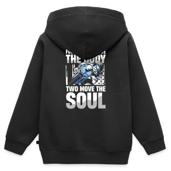 Vier Räder Bewegen Den Körper, Zwei Bewegen Die - Kinder Premium Organic Zip Hoodie - Schwarz - Hinten - AI Model Kid Male (0cm)