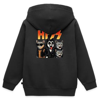 Katze Rockmusik - Kinder Premium Organic Zip Hoodie - Schwarz - Hinten - AI Model Kid Male (0cm)