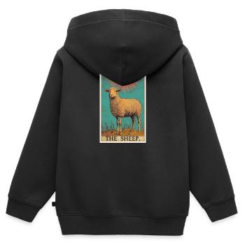 Schafe Schaf - Kinder Premium Organic Zip Hoodie - Schwarz - Hinten - AI Model Kid Male (0cm)