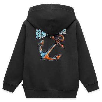 SCHIFFANKER MATROSE - Kinder Premium Organic Zip Hoodie - Schwarz - Hinten - AI Model Kid Male (0cm)