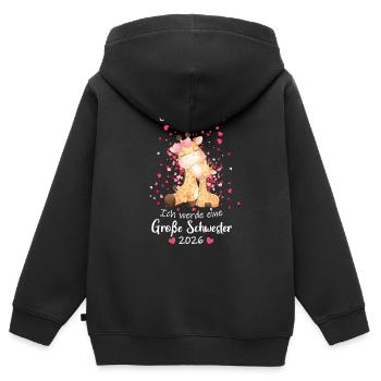 Nachwuchs Verkünden Ich Werde Große Schwester 2026 - Kinder Premium Organic Zip Hoodie - Schwarz - Hinten - AI Model Kid Male (0cm)