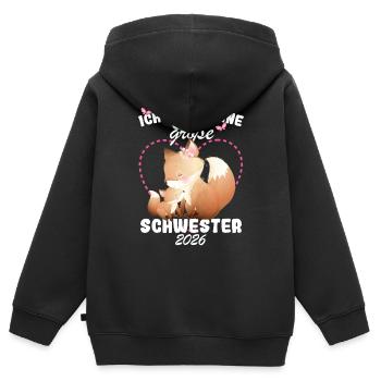 Nachwuchs Verkünden Ich Werde Große Schwester 2026 - Kinder Premium Organic Zip Hoodie - Schwarz - Hinten - AI Model Kid Male (0cm)