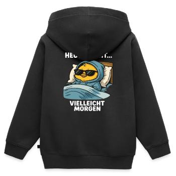 Kücken - Heute nicht vielleicht morgen - Kinder Premium Organic Zip Hoodie - Schwarz - Hinten - AI Model Kid Male (0cm)