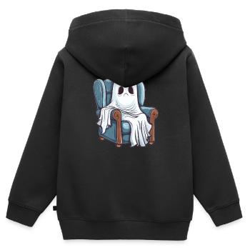 Geist auf Sessel - Kinder Premium Organic Zip Hoodie - Schwarz - Hinten - AI Model Kid Male (0cm)