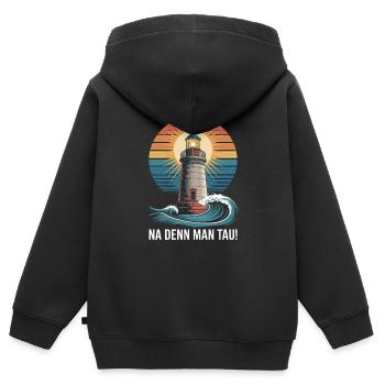Leuchtturm Abenteuer Na Denn Man Tau - Kinder Premium Organic Zip Hoodie - Schwarz - Hinten - AI Model Kid Male (0cm)
